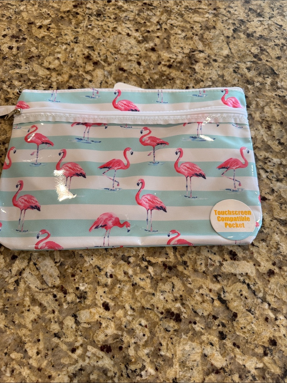 Kids Flamingo Print Waterproof Pouch - Pink & Aqua